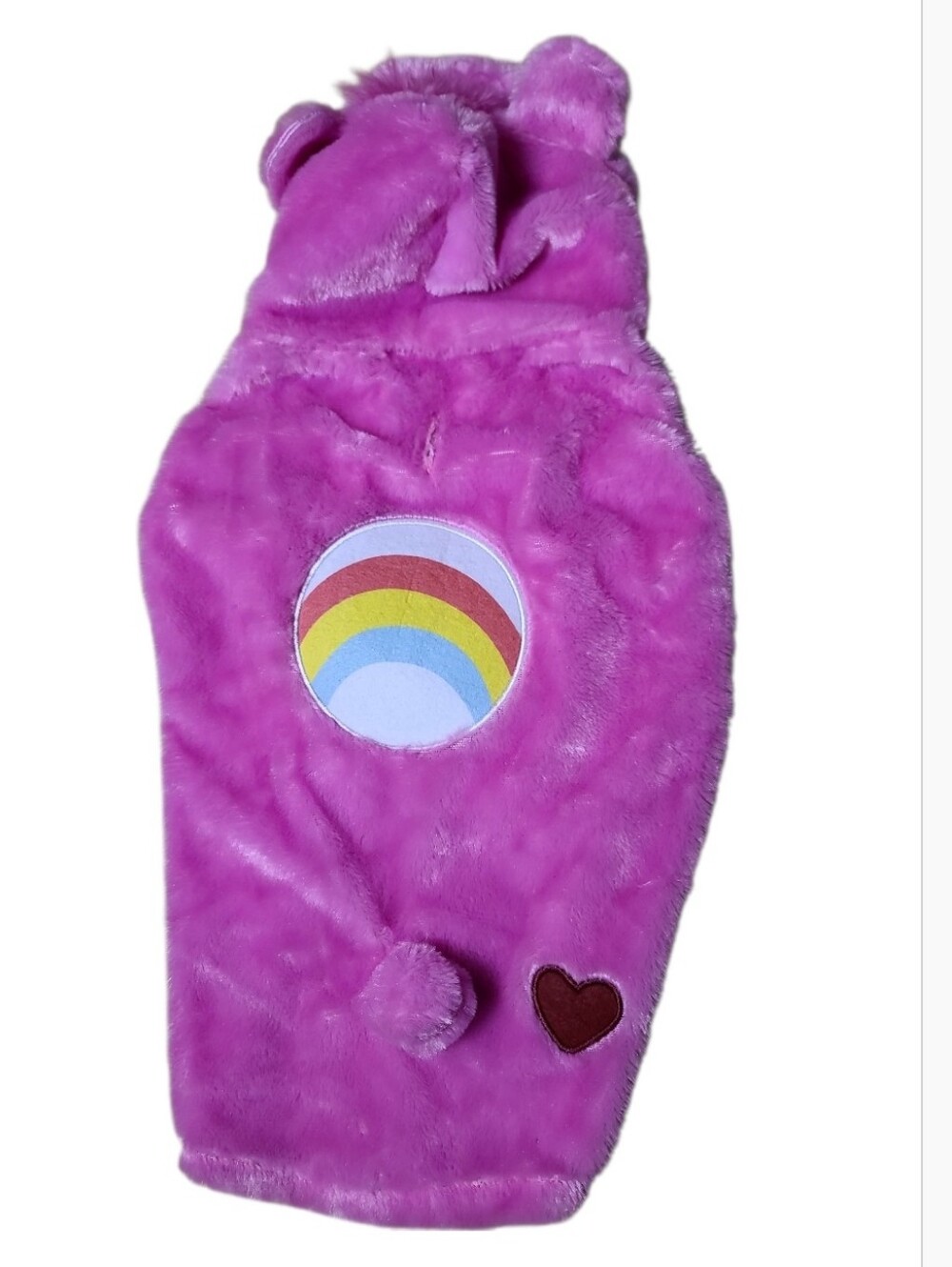 Care Bears Pink Plush Dog Hoodie Costume with Rainbow Patch (M)